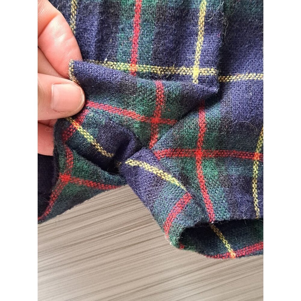 Vintage Good Lad 4T White Shirt Unisex Plaid Wool Blend Shortalls Gold Buttons - Picture 5 of 9